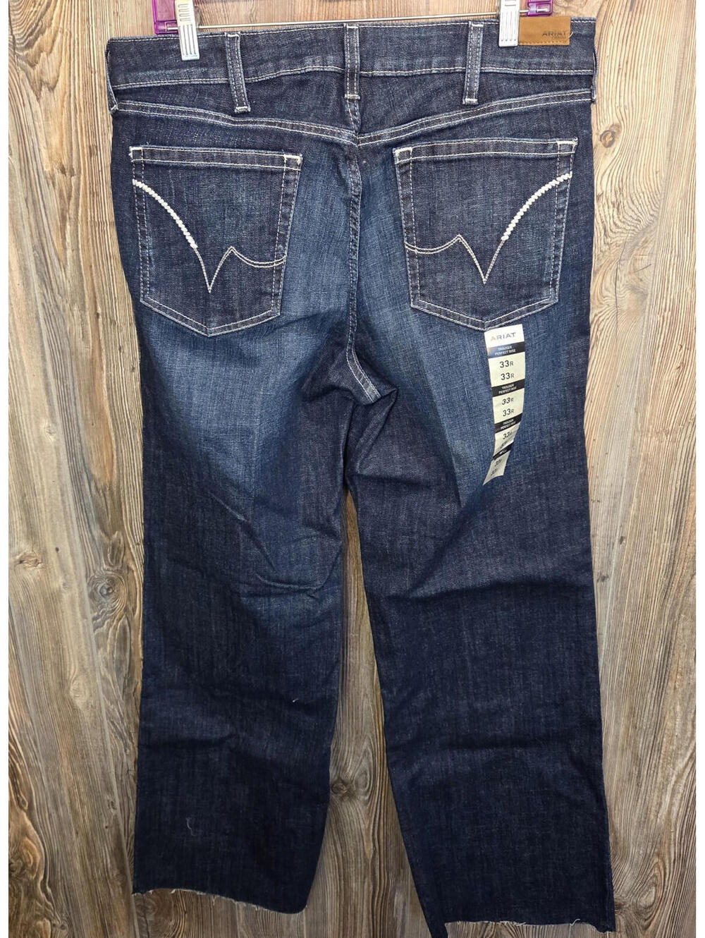Ariat Perfect Rise Raw Hem Trouser Blue Jeans Women Size 33R (34x32) {NEW}
